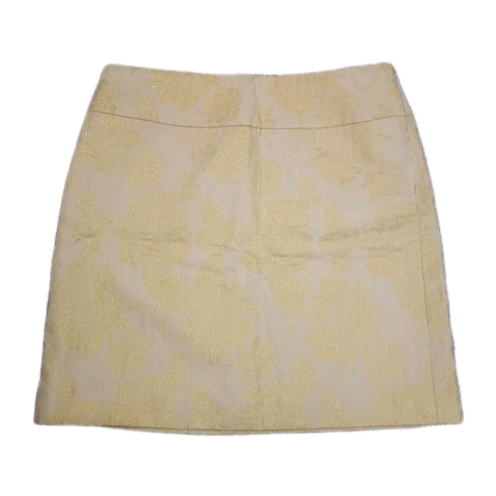 NWT Loft Mini Skirt Metallic Gold Floral Size 8